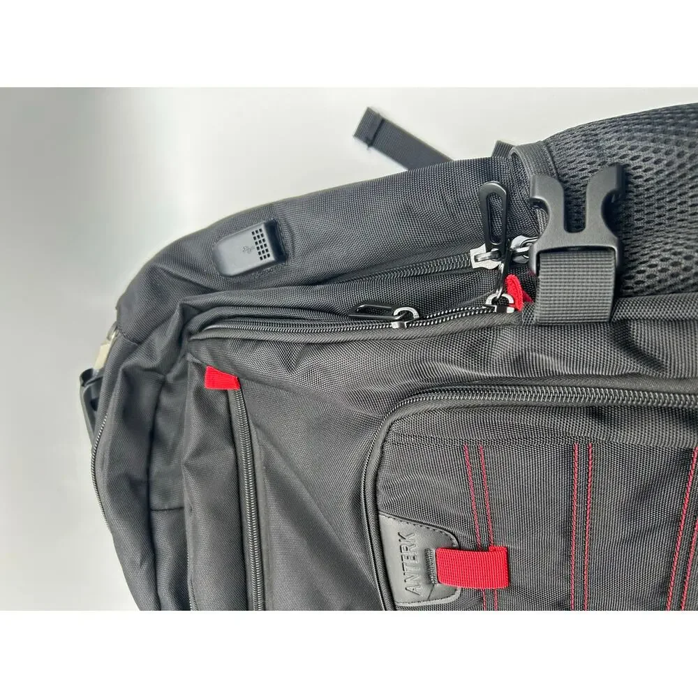 Anterk Travel Laptop Backpack USB Charging Port Black Red School Work Bag